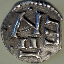 Karel de Grote, denarius, Aveni, z.j.