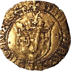 Charles VIII, demi écu d'or au soleil, Bayonne, z.j. ca 1494-1498