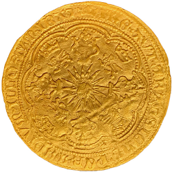Continentale imitatie van Edward IV, Gold Ryal, Gorinchem, z. j. ca 1585-1587.