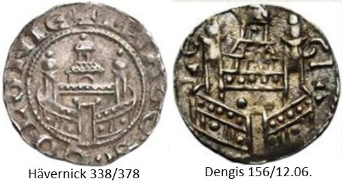 Onbekende Hälbling/denier, onbekende muntplaats, imitatie Keulen/Luik, z.j. ca eind 11de - begin 12de eeuw