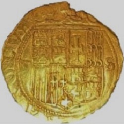 Philips II, 1 escudo op naam van Karel V en Johanna, Sevilla, z.j. ca 1559