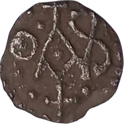Merovingische denier,  monogram - ster, onbekende muntplaats, z.j. ca 670-750