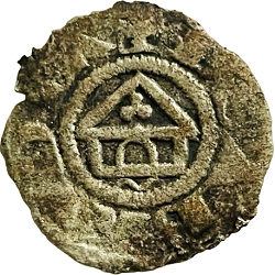 Lodewijk II van Savoie, denier met tempel, Nyon, z.j. ca 1323 - 1349