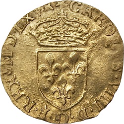 Charles IX, Ecu d'or au soleil, Toulouse, 1565