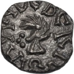 Merovingische denier, onbekende muntheer en muntplaats, z.j. ca 650 - 750