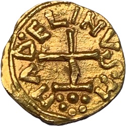 Merovingische tremissis, Madelinus, Dorestad, z.j. ca 630-650