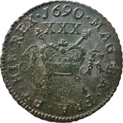 James II, Halfcrown - gunmoney, Dublin of Limerick, 1690