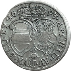 Leopold I, graaf van Tirol, 6 Kreuzer, Hall, 1693